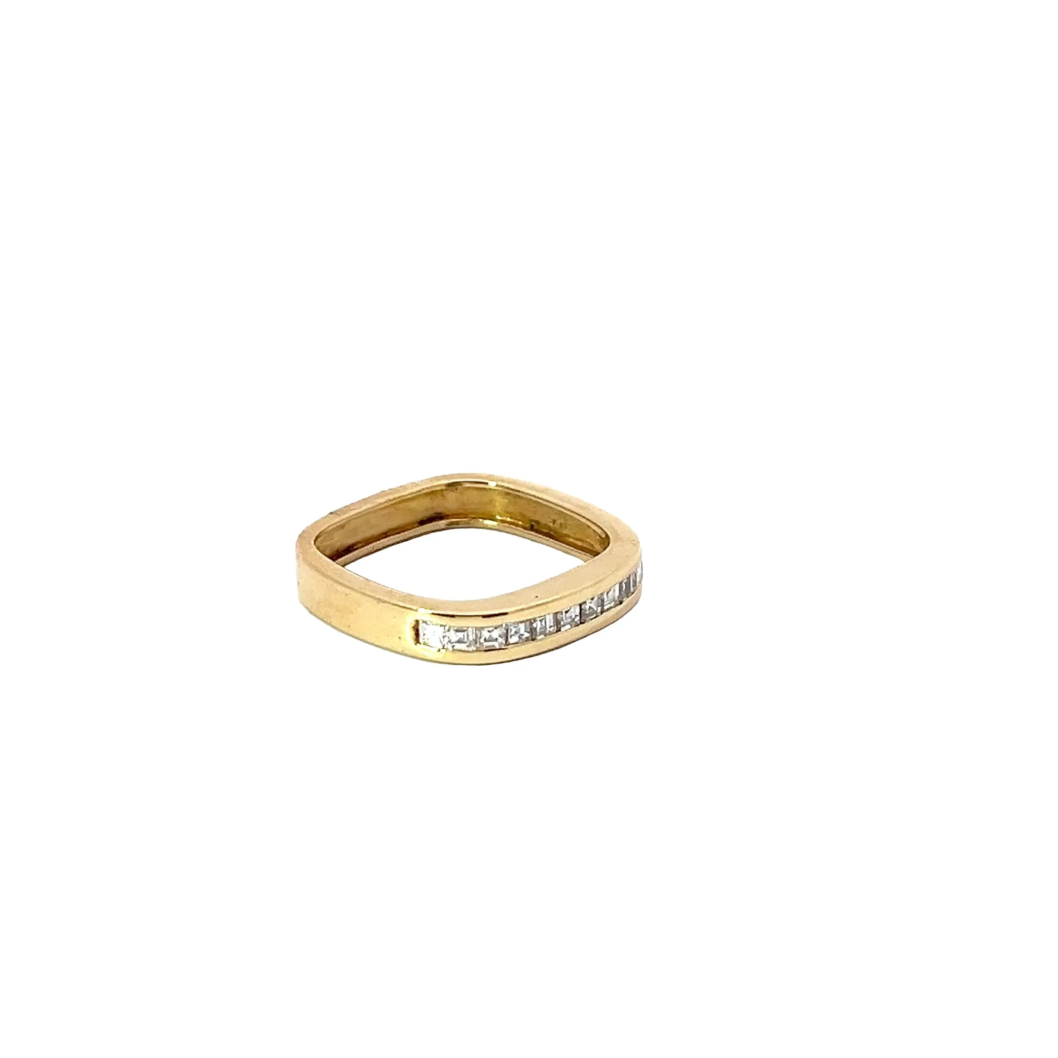 14K YELLOW GOLD .50CT F VVS STEP CUT SQUARED DIAMOND RING SIZE 5 1/2