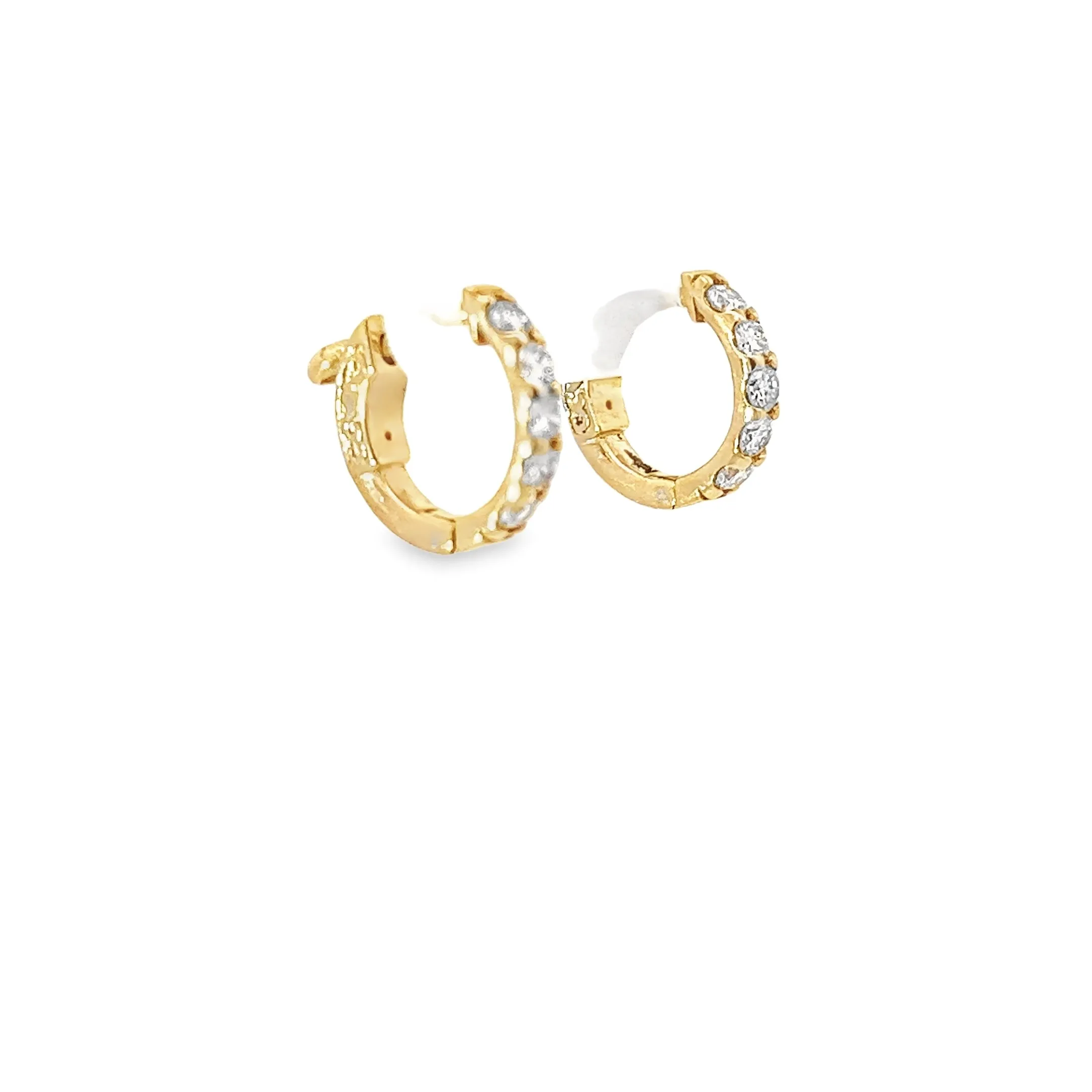 14K YELLOW GOLD  .50CT G SI1 ROUND DIAMOND HUGGIES