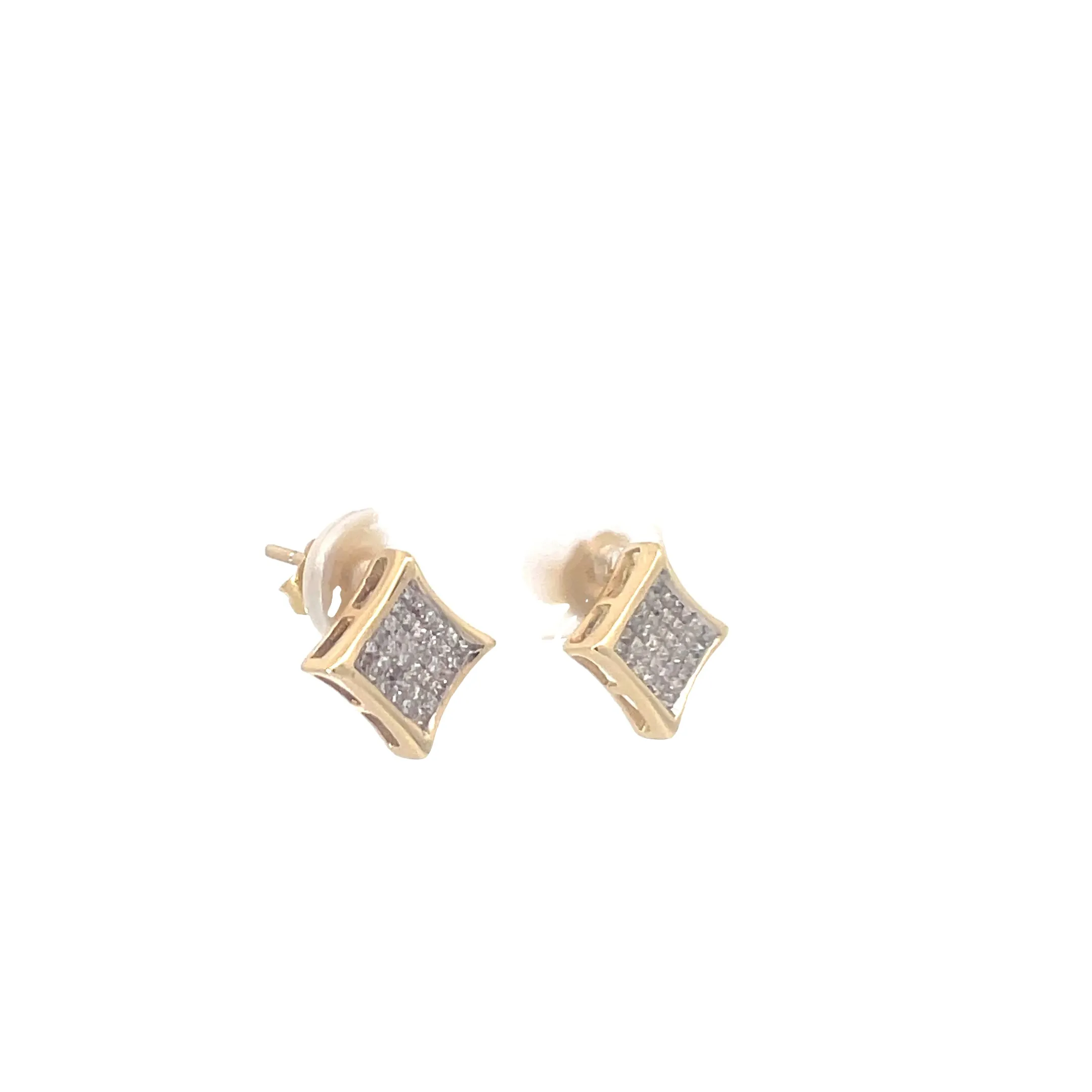 14K YELLOW GOLD .50CT G SI1 ROUND DIAMOND INVISIBLE SET STUD EARRINGS