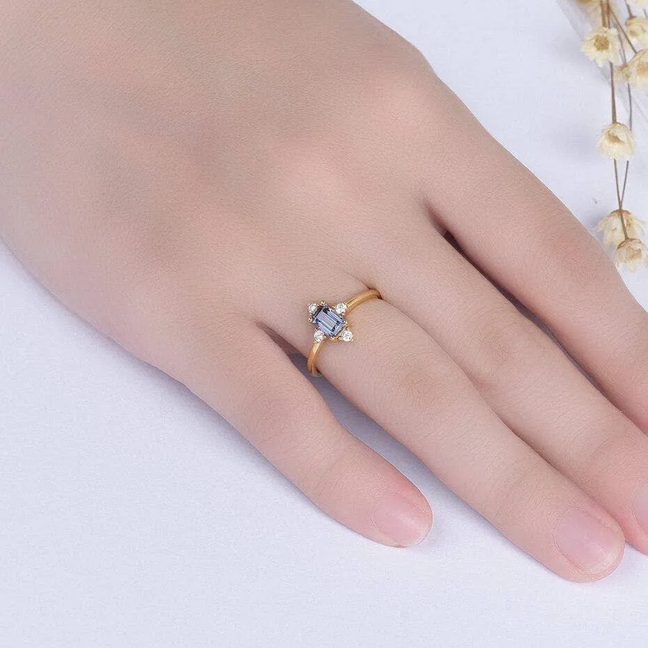 14K Yellow Gold Alexandrite Luxury Promise Ring