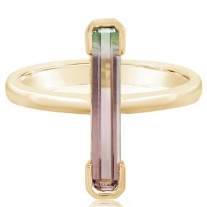 14K Yellow Gold Bi-Color Tourmaline Ring