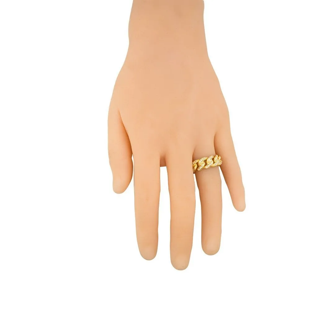 14k Yellow Gold Diamond Cuban Link Ring