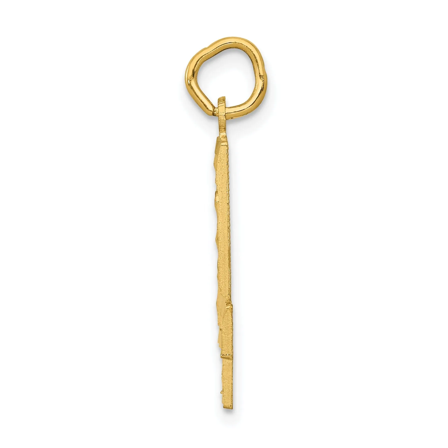 14k Yellow Gold Diamond Cut Finish Large Size Number 4 Pendant