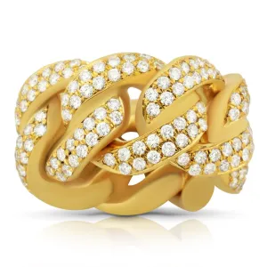 14k Yellow Gold Mens Diamond Cuban Link Ring 6.50 Ctw