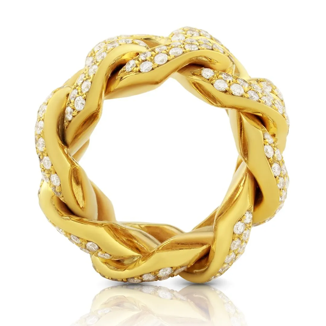 14k Yellow Gold Mens Diamond Cuban Link Ring 6.50 Ctw