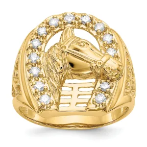 14k Yellow Gold Men's Diamond Horseshoe Ring
