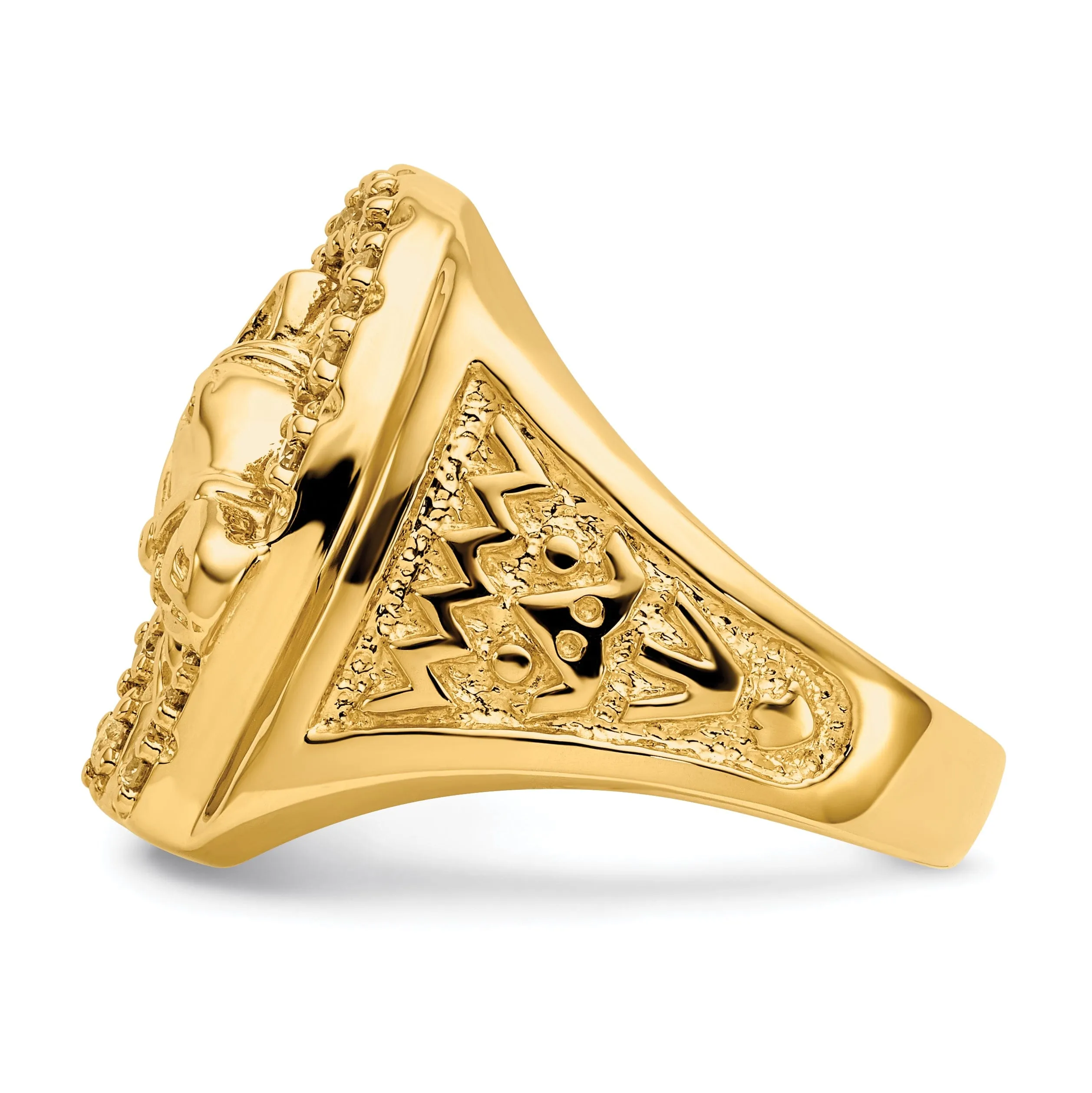 14k Yellow Gold Men's Diamond Horseshoe Ring