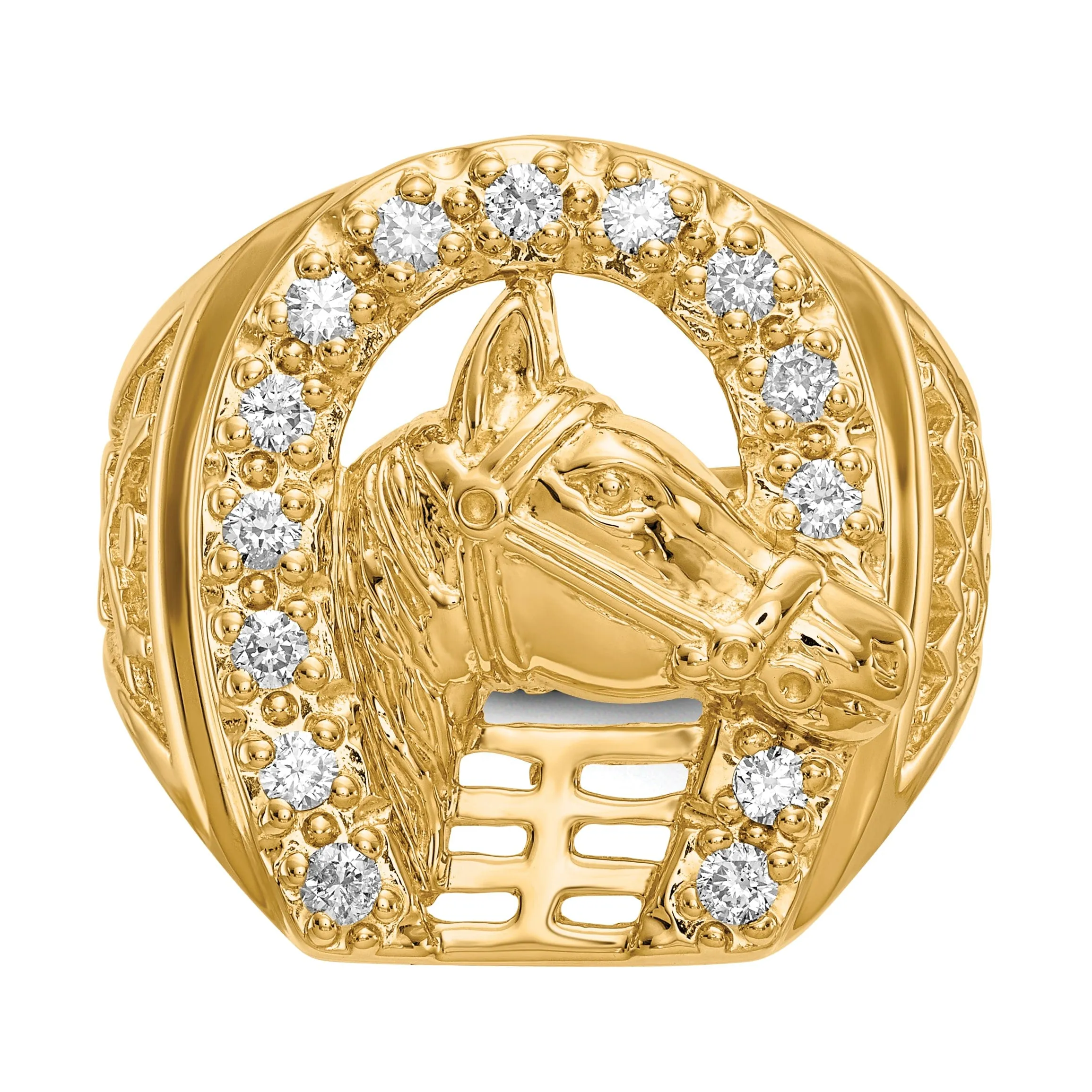14k Yellow Gold Men's Diamond Horseshoe Ring