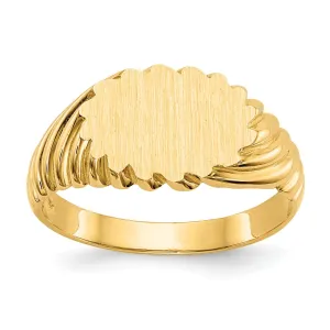 14k Yellow Gold Polished Satin Signet Ring