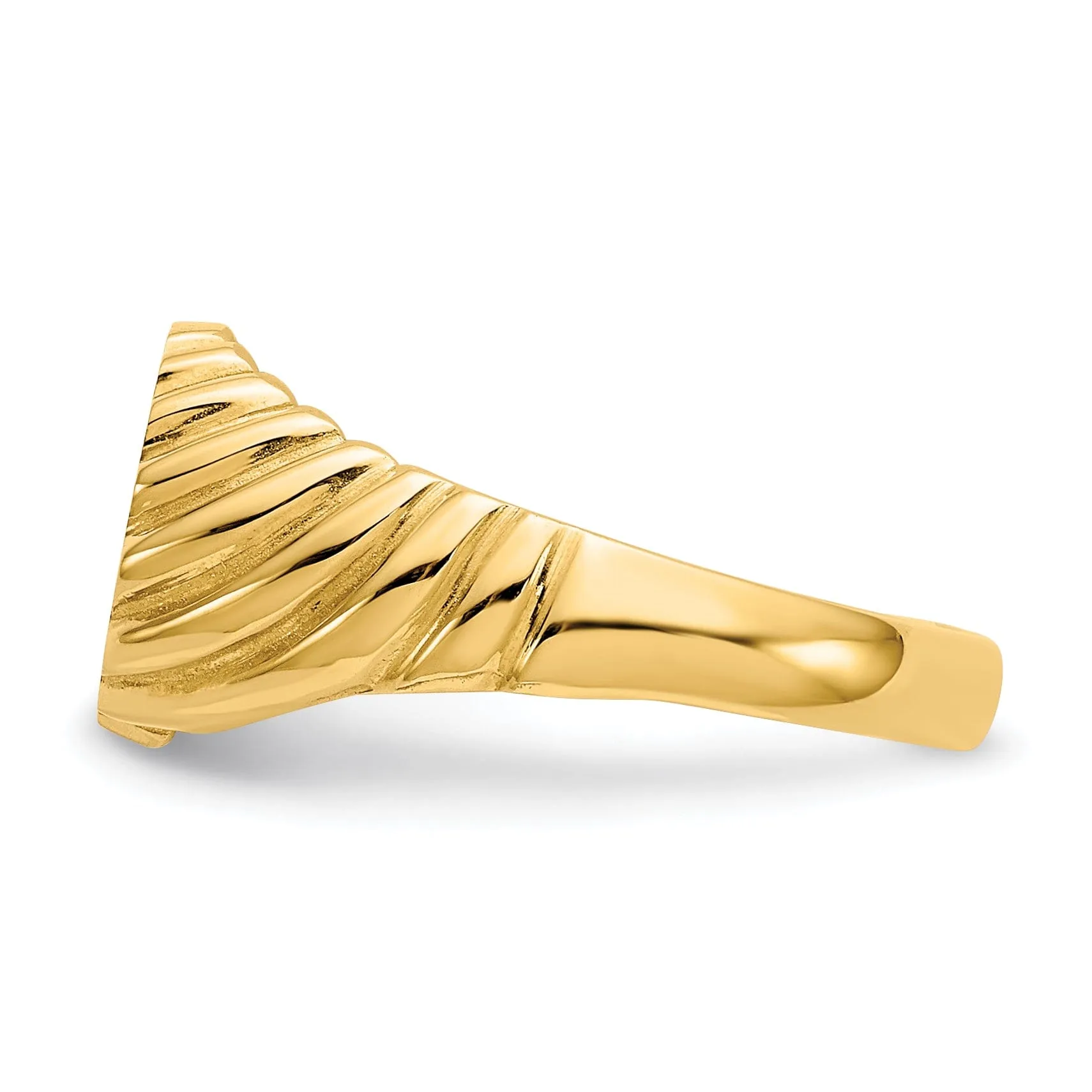 14k Yellow Gold Polished Satin Signet Ring
