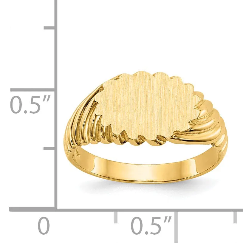 14k Yellow Gold Polished Satin Signet Ring