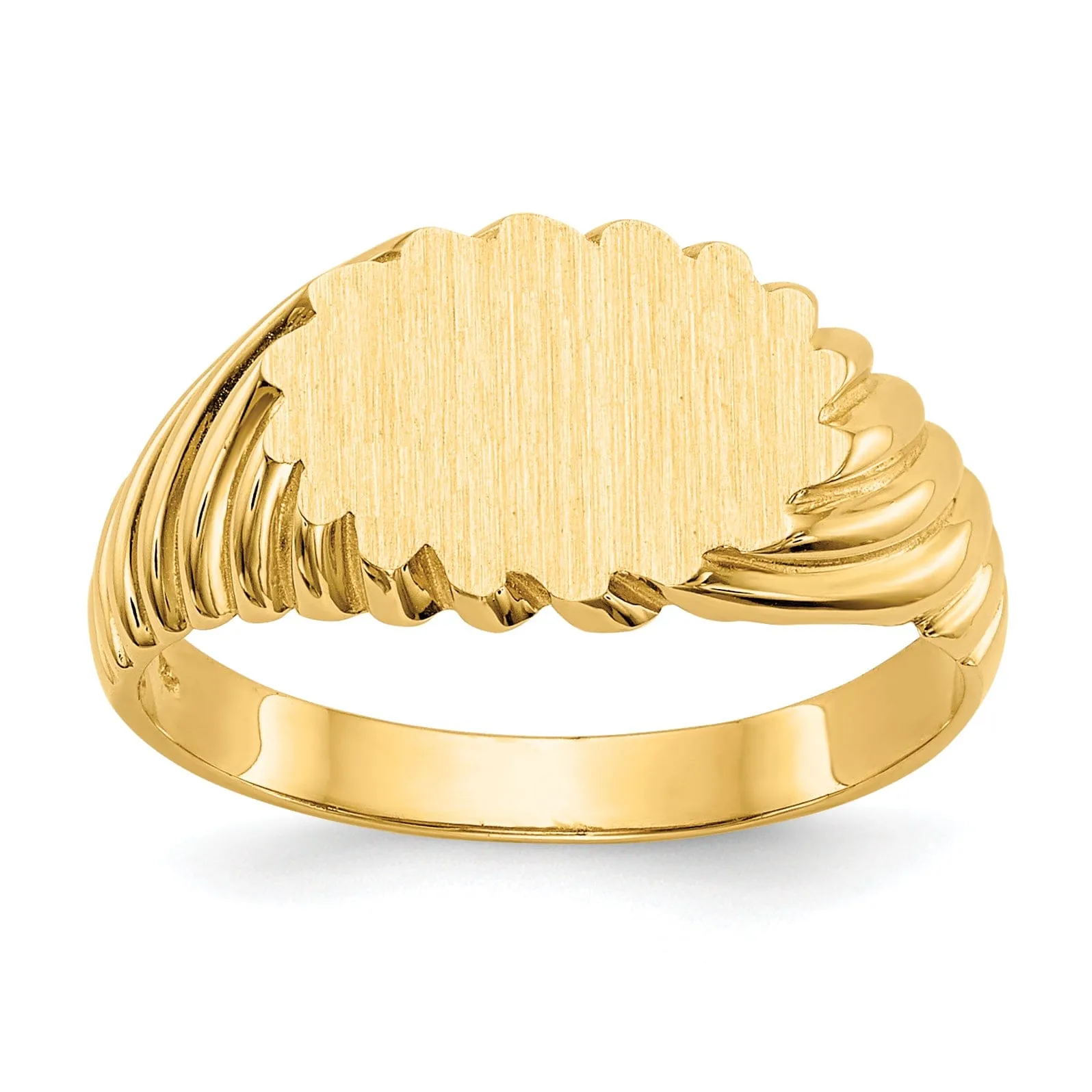 14k Yellow Gold Polished Satin Signet Ring