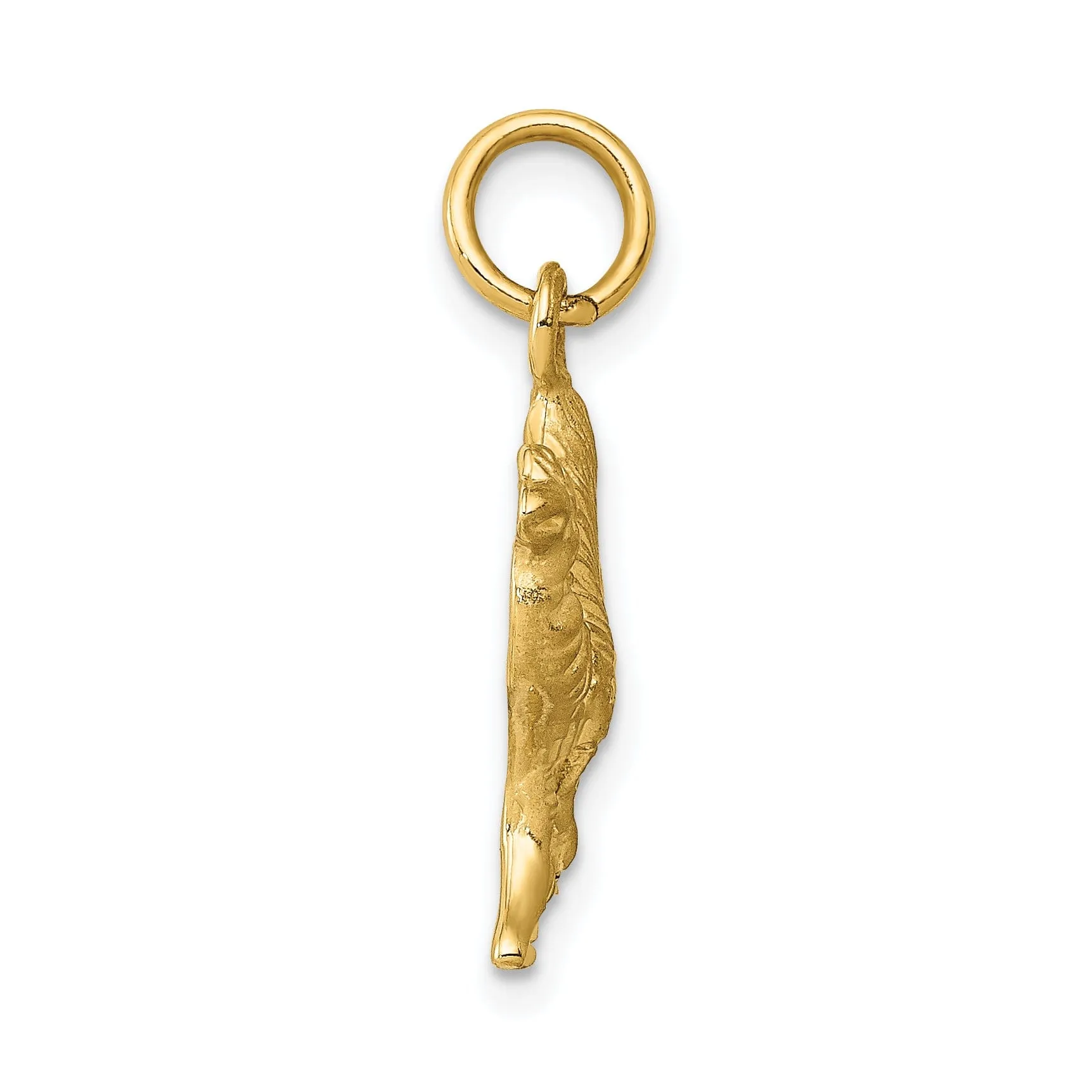 14k Yellow Gold Textured Satin Diamond Cut  Finish Camel Charm Pendant