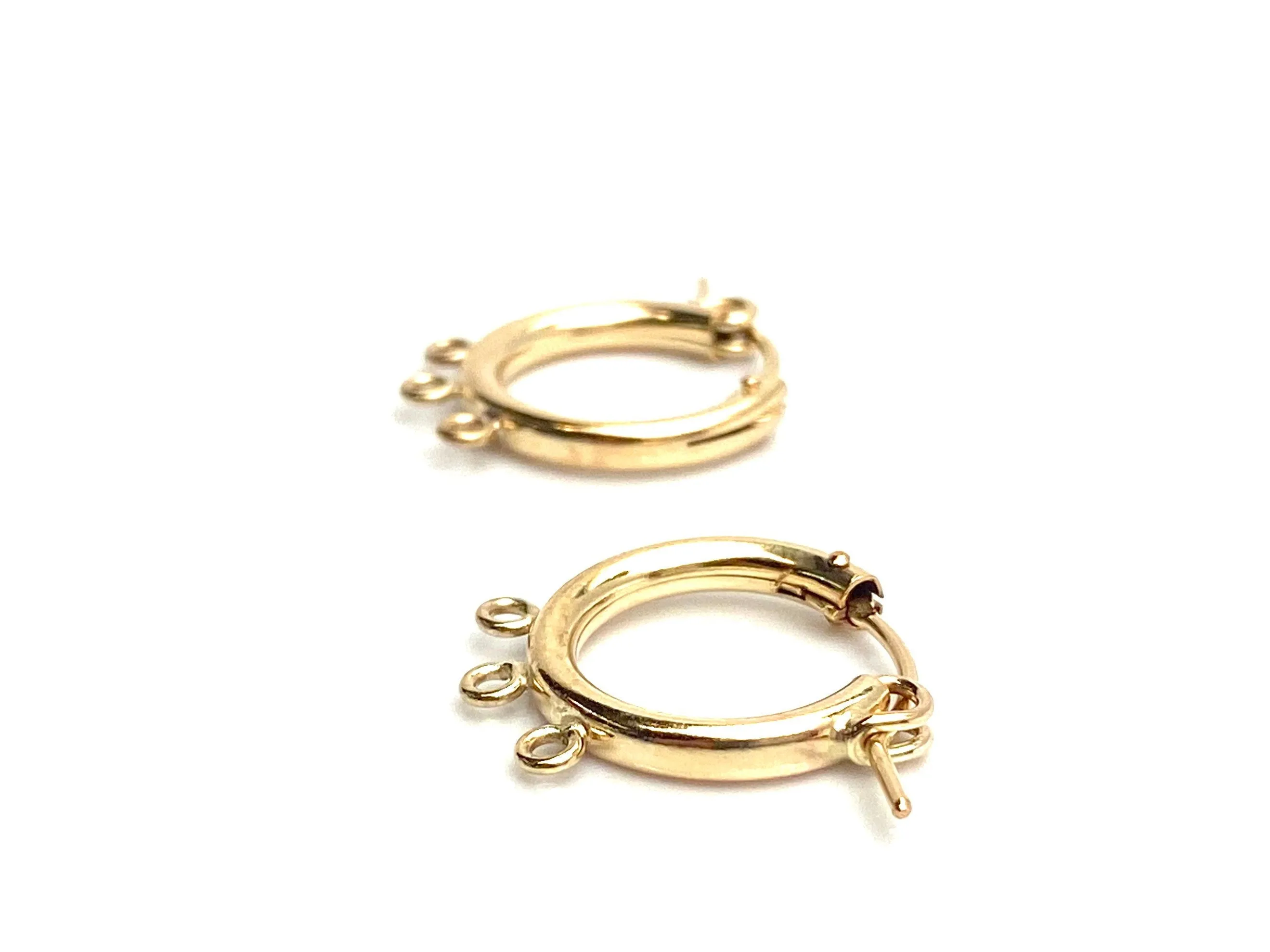 14KGF Hoop earrings w 3jr , Sku#090C003JR