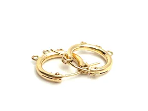 14KGF Hoop earrings w 3jr , Sku#090C003JR