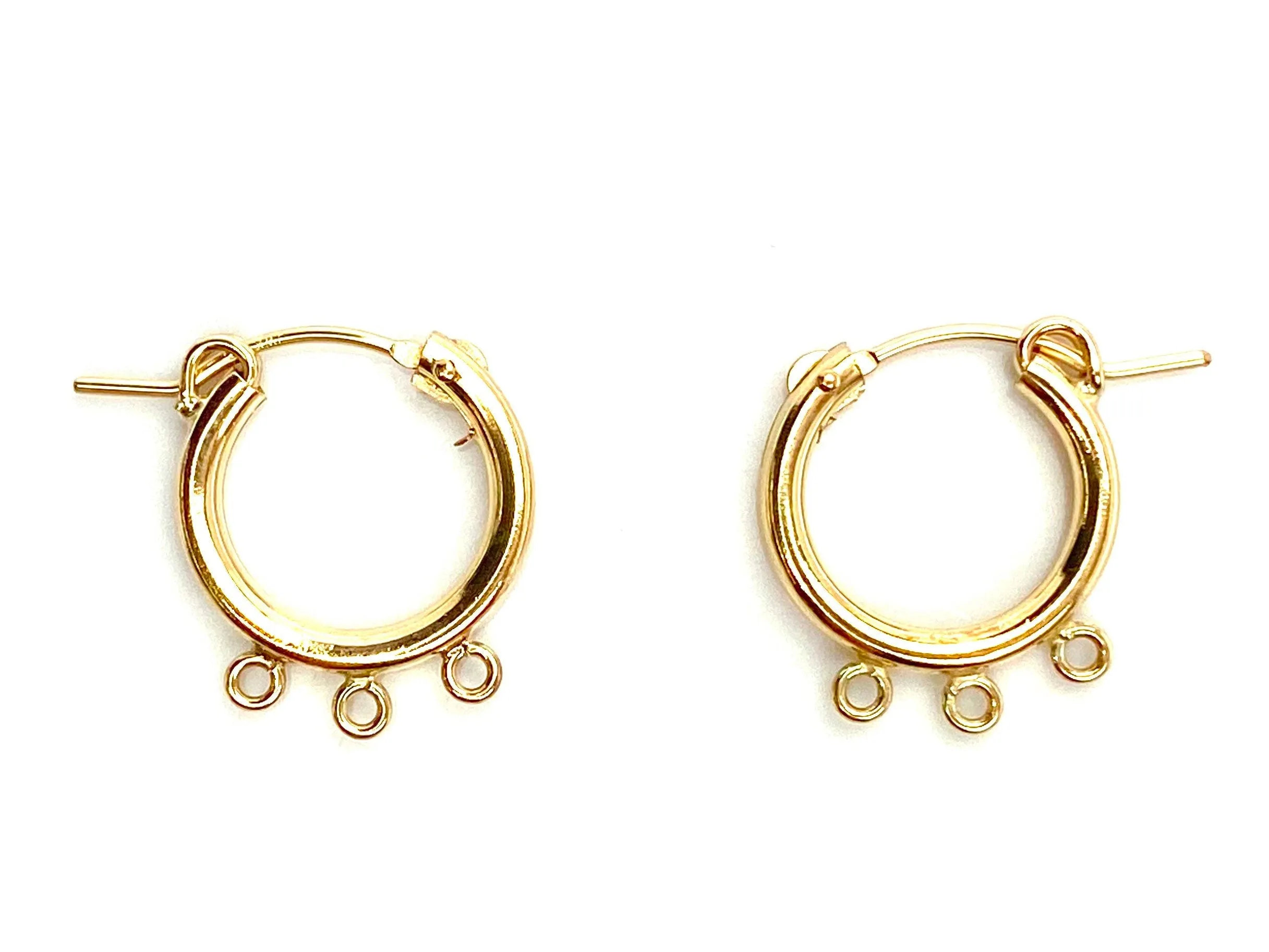 14KGF Hoop earrings w 3jr , Sku#090C003JR