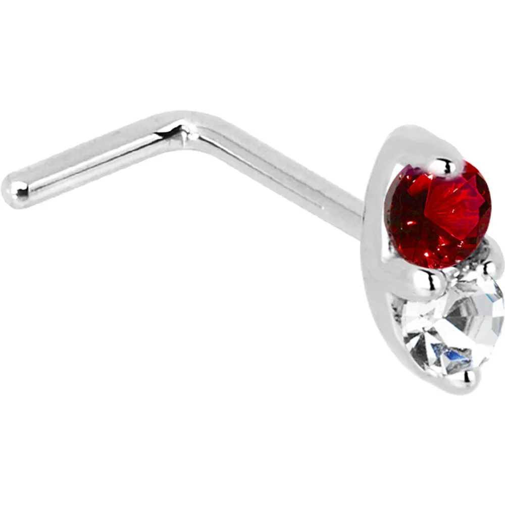 14kt White Gold 1.5mm Genuine Ruby Diamond Marquise Nose Ring