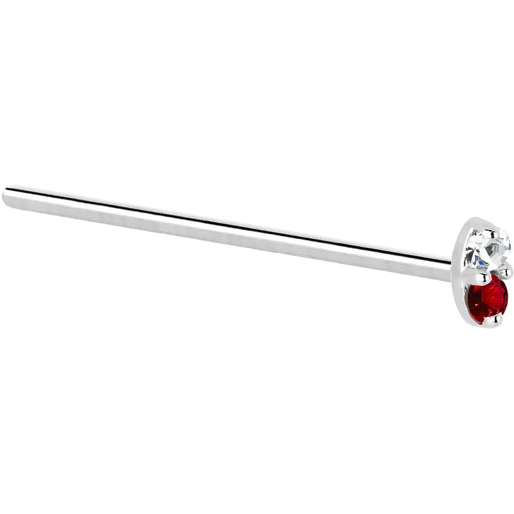 14kt White Gold 1.5mm Genuine Ruby Diamond Marquise Nose Ring