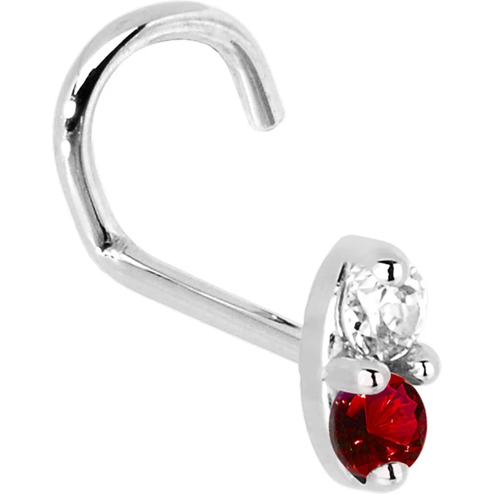 14kt White Gold 1.5mm Genuine Ruby Diamond Marquise Nose Ring