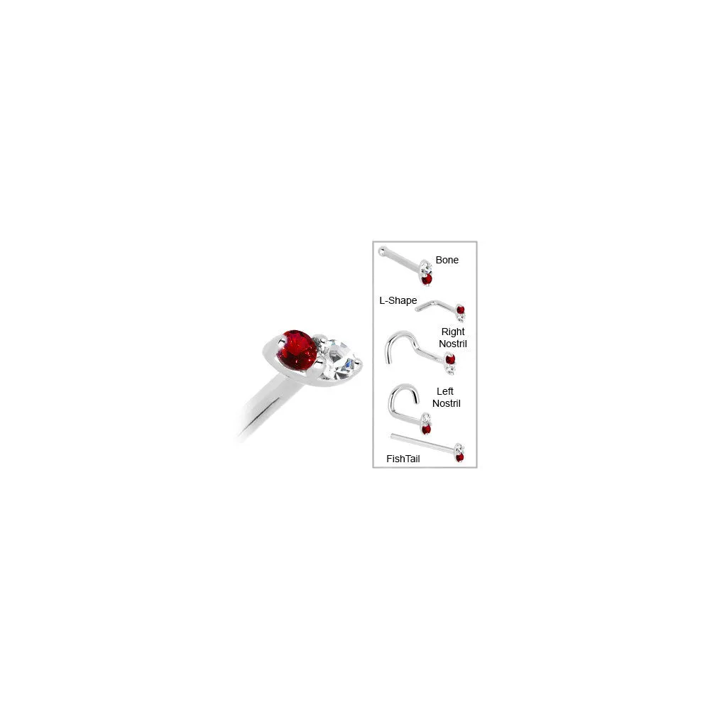 14kt White Gold 1.5mm Genuine Ruby Diamond Marquise Nose Ring