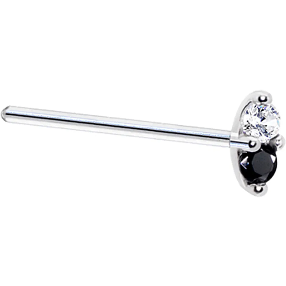 14kt White Gold Black 1.5mm CZ Marquise Nose Ring