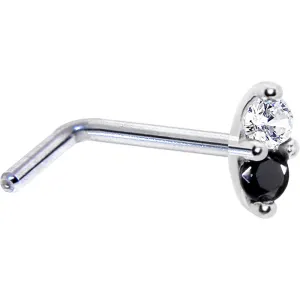 14kt White Gold Black 1.5mm CZ Marquise Nose Ring