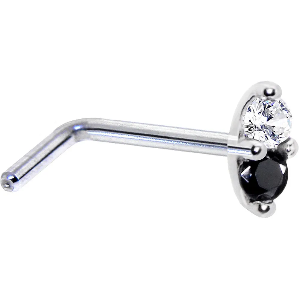 14kt White Gold Black 1.5mm CZ Marquise Nose Ring