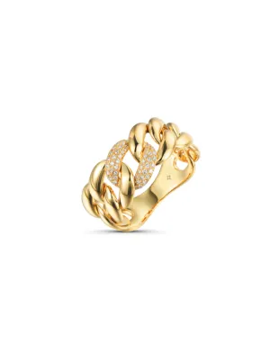 14KY Single Diamond Link Flex Ring