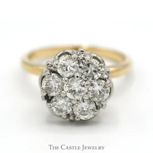 1.5cttw 7 Diamond Cluster Ring in 14k Yellow Gold