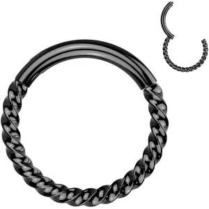 16 Gauge 3/8 Black Braided Style Precision Hinged Segment Ring