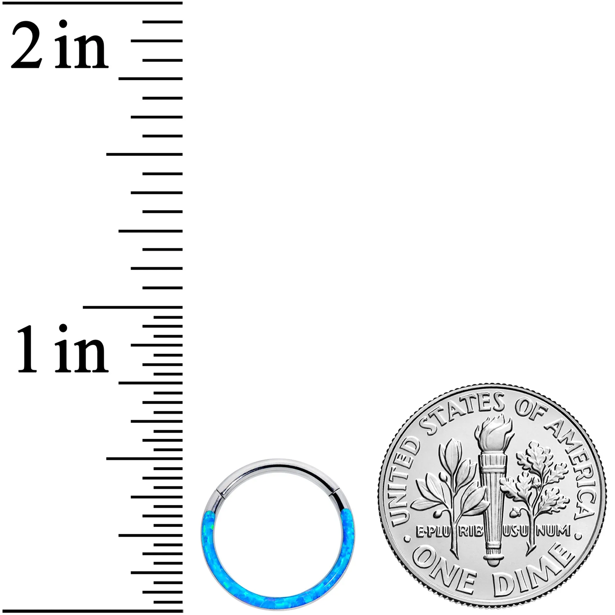 16 Gauge 3/8 Blue Synthetic Opal Implant Grade Titanium Segment Ring