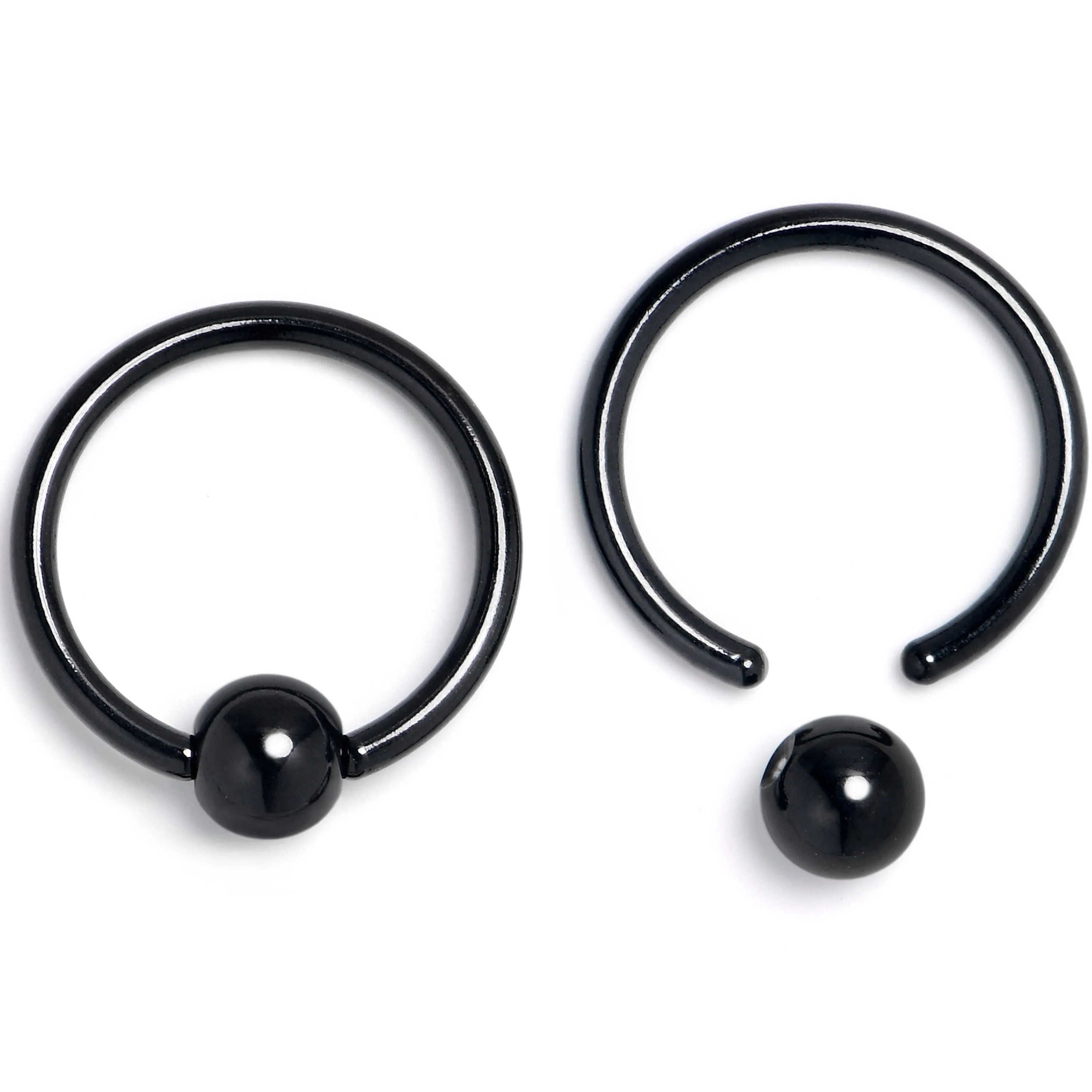 16 Gauge 3/8 Clear Gem Black Moon Heart BCR Captive Ring Set of 4