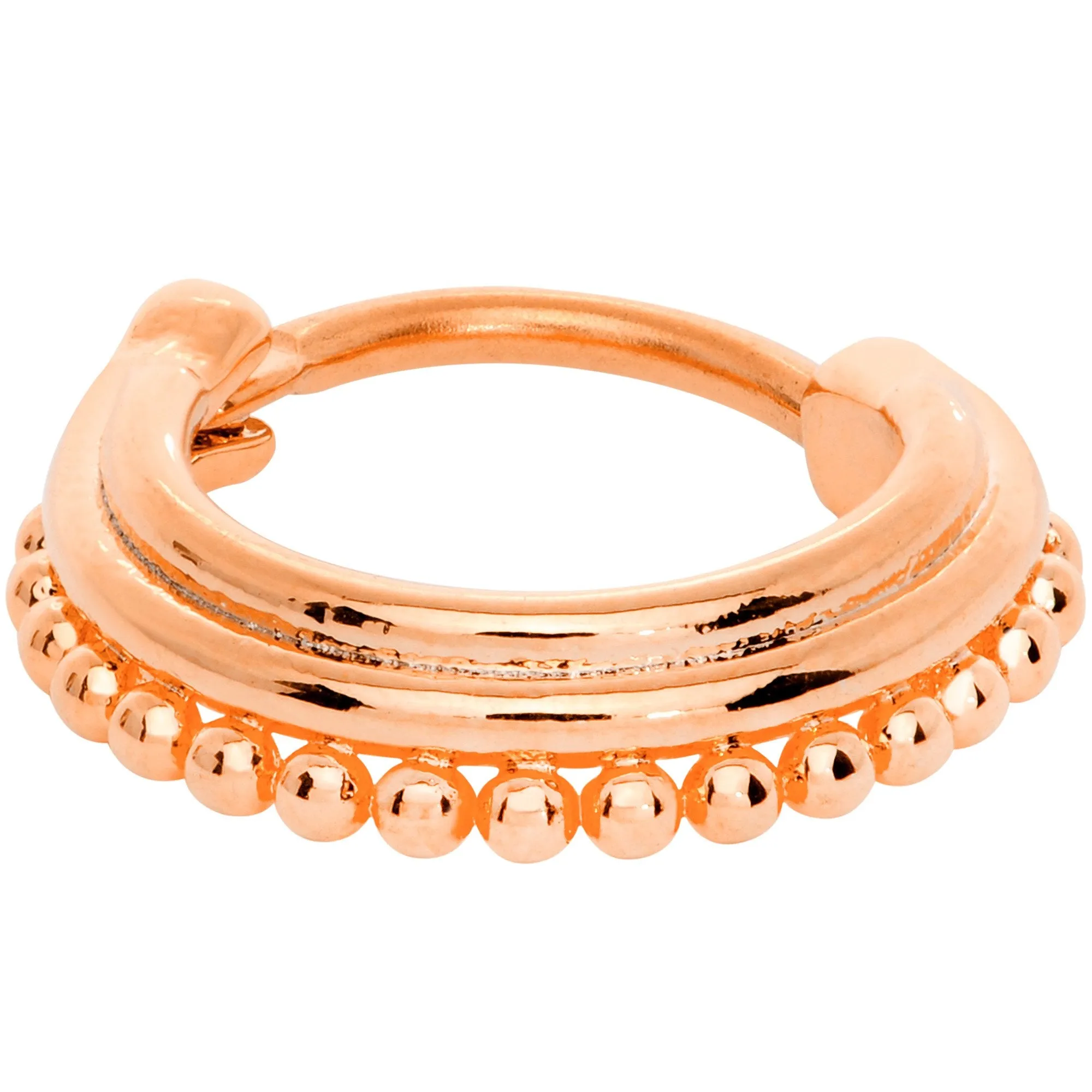 16 Gauge 3/8 Rose Gold Tone Delicate Details Hinged Septum Ring