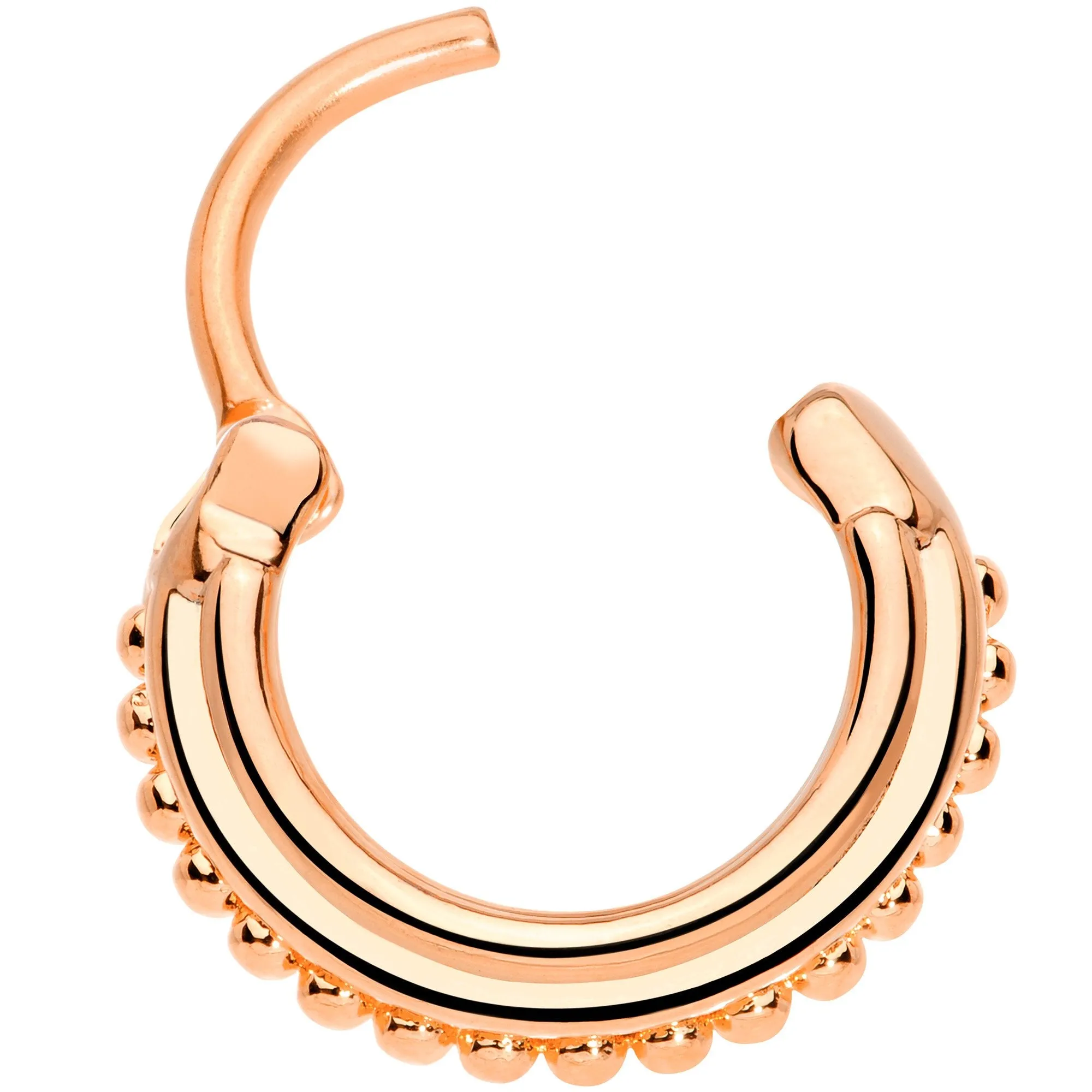 16 Gauge 3/8 Rose Gold Tone Delicate Details Hinged Septum Ring