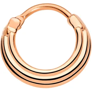 16 Gauge 3/8 Rose Gold Tone Delicate Grooves Hinged Septum Ring