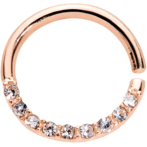 16 Gauge 5/16 Clear Gem Rose Gold Tone Elegance Seamless Circular Ring