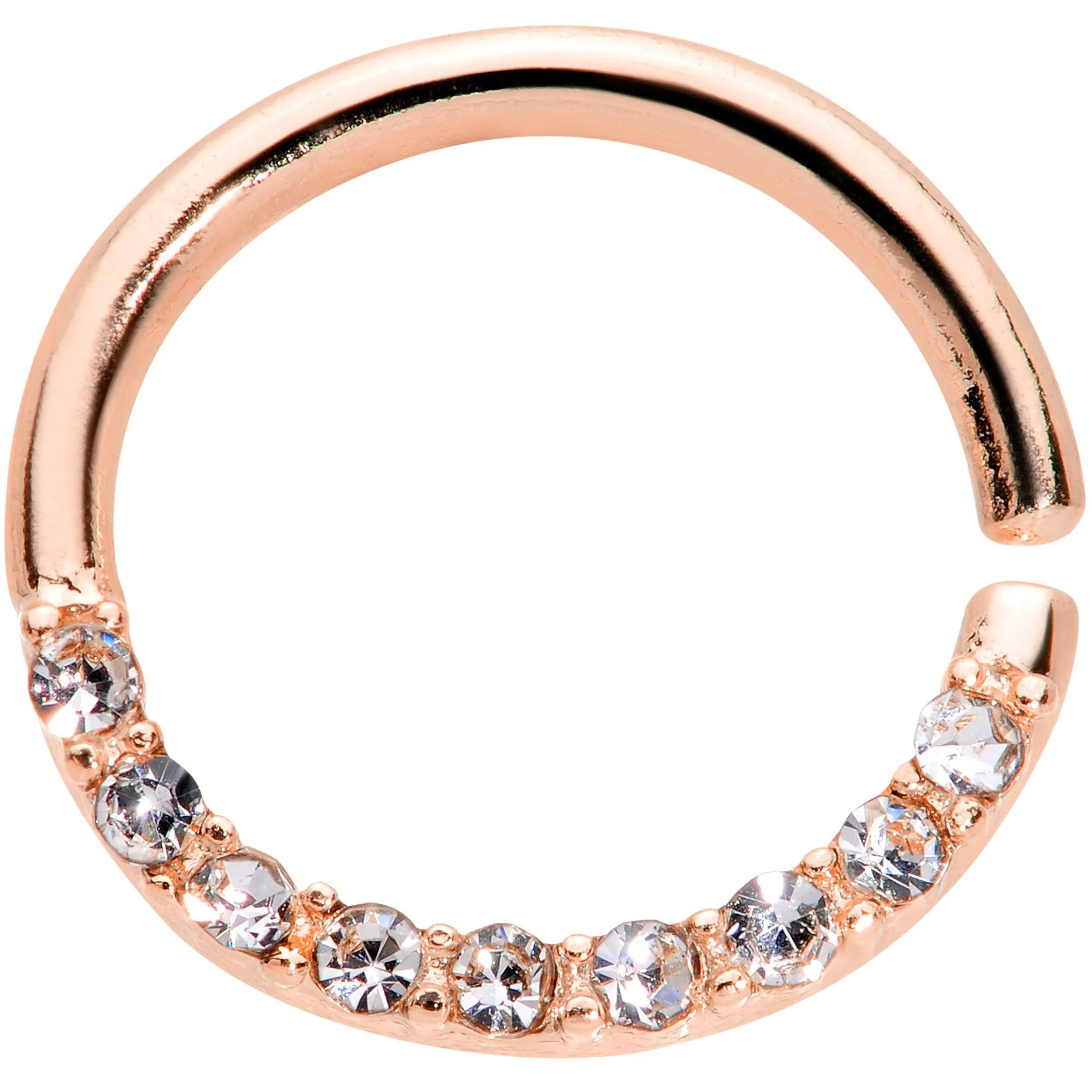 16 Gauge 5/16 Clear Gem Rose Gold Tone Elegance Seamless Circular Ring