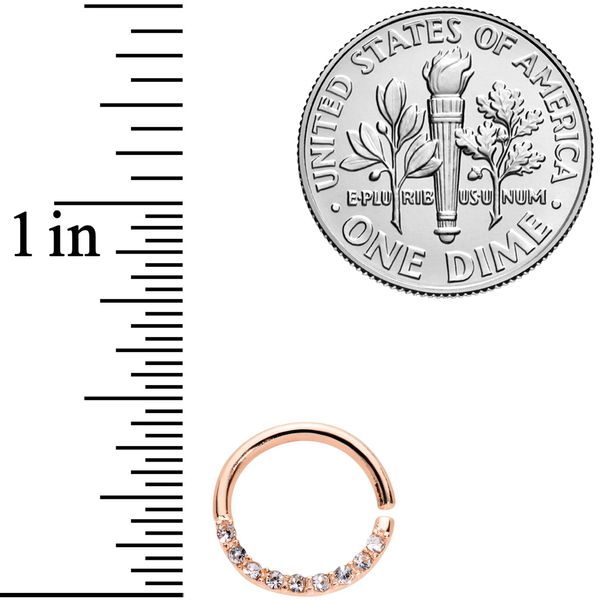 16 Gauge 5/16 Clear Gem Rose Gold Tone Elegance Seamless Circular Ring