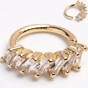 16 Gauge 5/16 Gold Toned Princess Cubic Zirconia Bendable Hoop