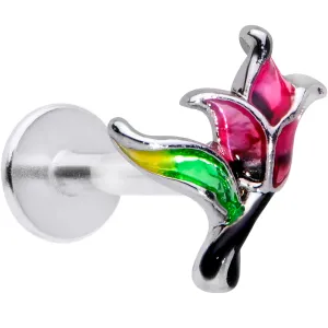 16 Gauge 5/16 Green Purple Tropical Flower Labret Monroe Tragus