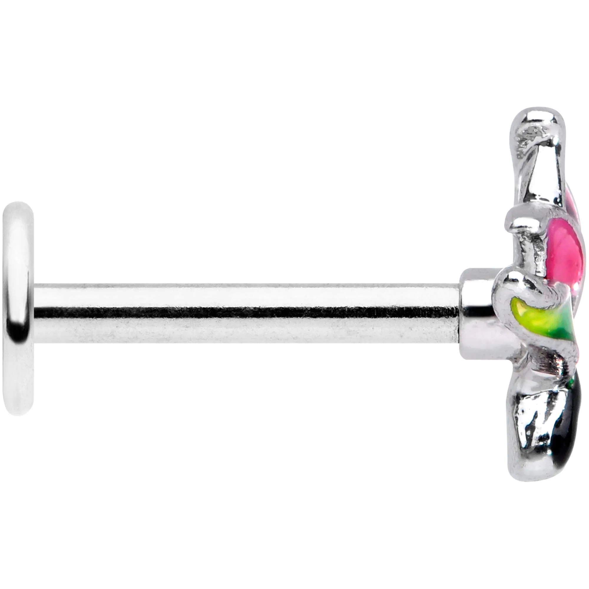 16 Gauge 5/16 Green Purple Tropical Flower Labret Monroe Tragus
