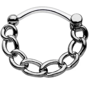 16 Gauge Chain Link Black IP over Stainless Steel Septum Clicker