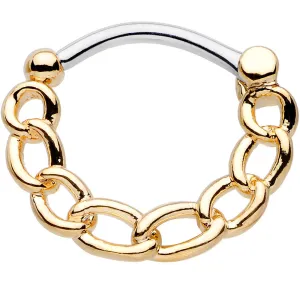 16 Gauge Chained to Fashion Simple Gold Ion-Plated Septum Clicker