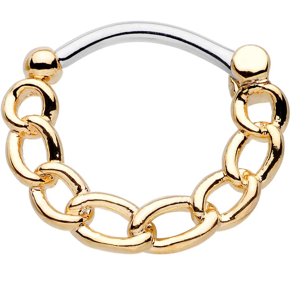 16 Gauge Chained to Fashion Simple Gold Ion-Plated Septum Clicker
