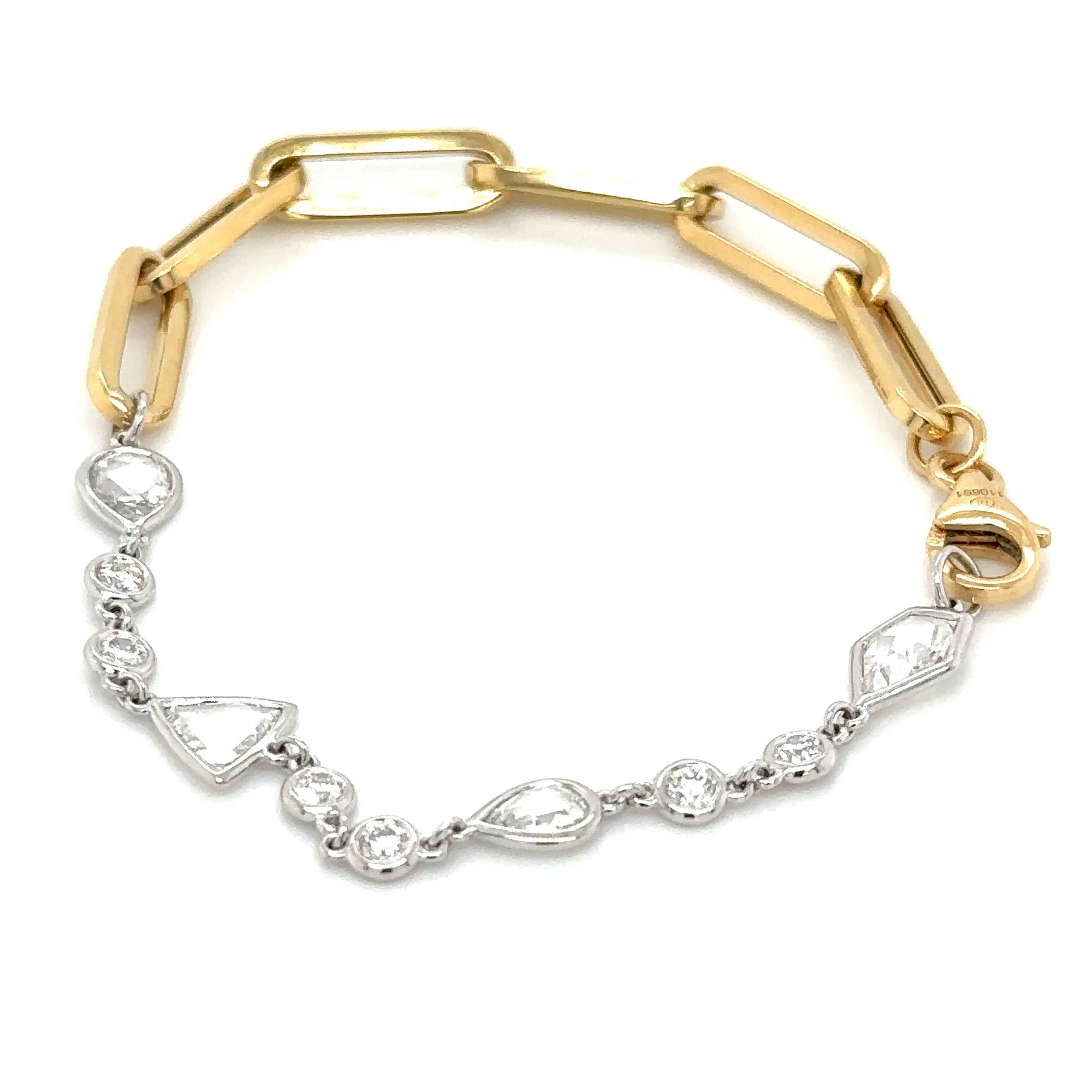 1.68ct tw Mix-shape Rose cut Diamond Paper Link Bracelet