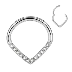 16G 8/10mm Clear CZ Triangle Septum Ring