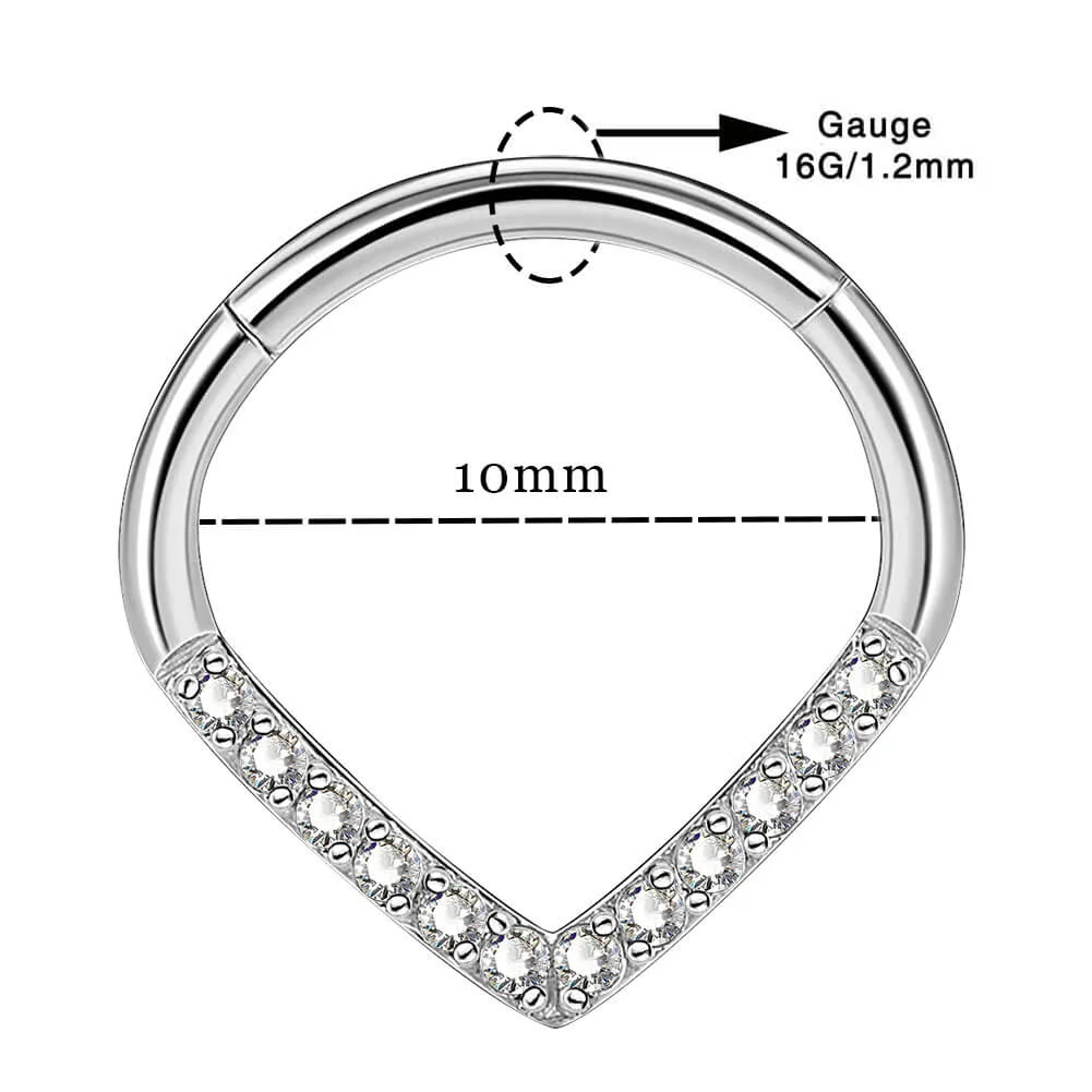 16G 8/10mm Clear CZ Triangle Septum Ring