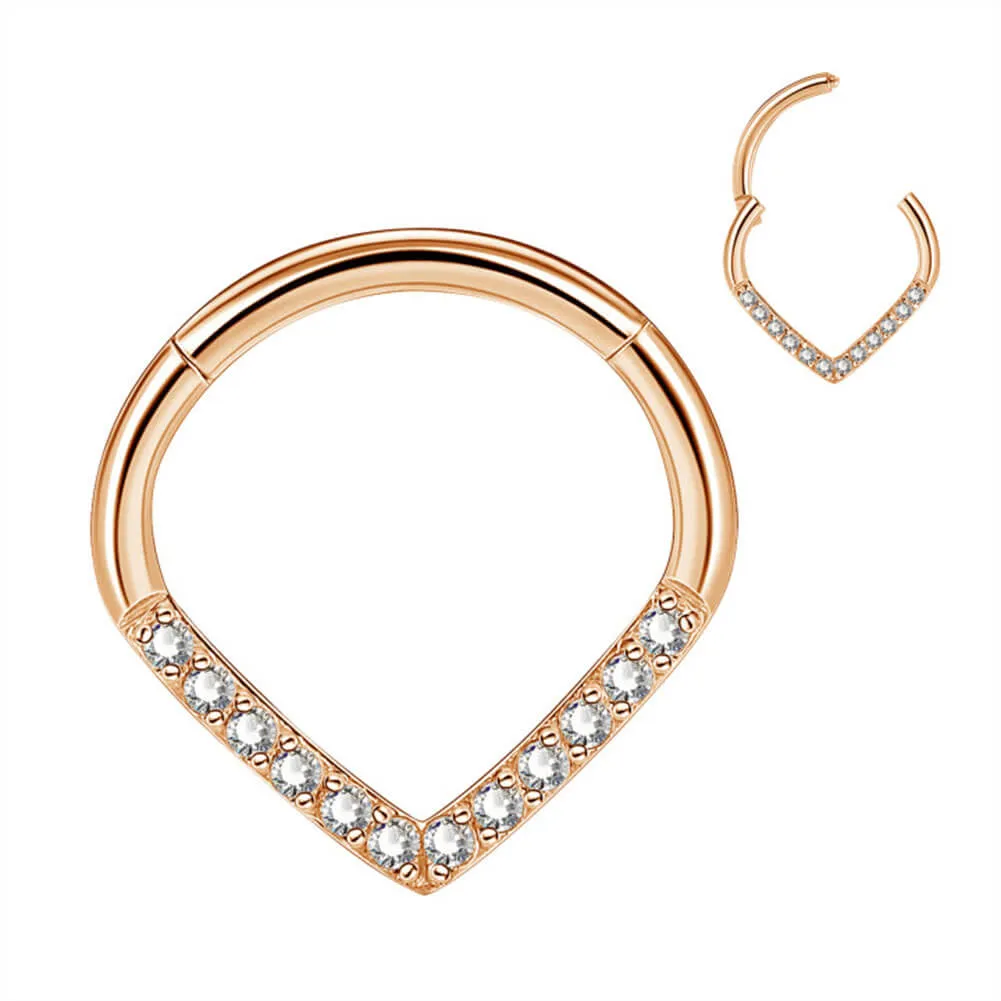 16G 8/10mm Clear CZ Triangle Septum Ring