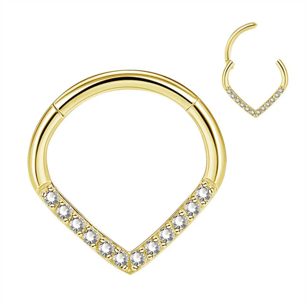 16G 8/10mm Clear CZ Triangle Septum Ring