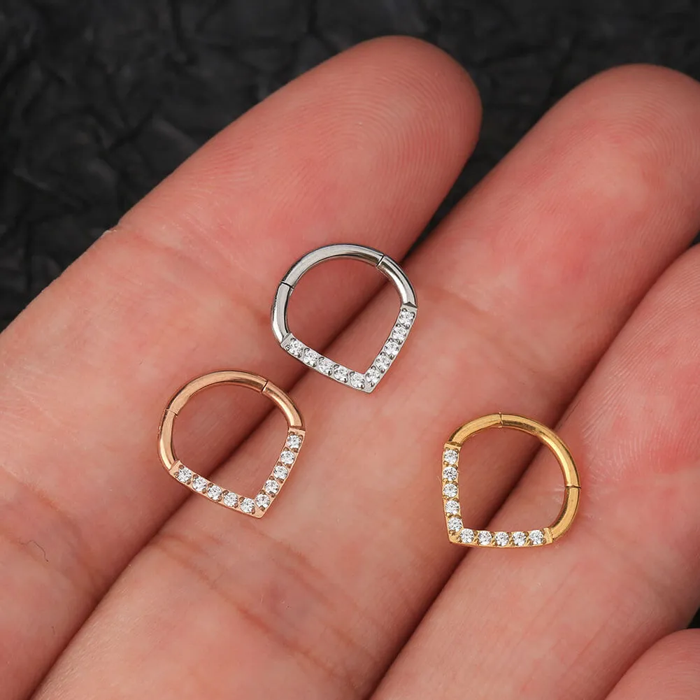 16G 8/10mm Clear CZ Triangle Septum Ring